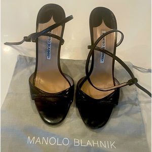 Manolo Blahnik Strappy Sandals - Black size 38 (runs 1/2 size small)
